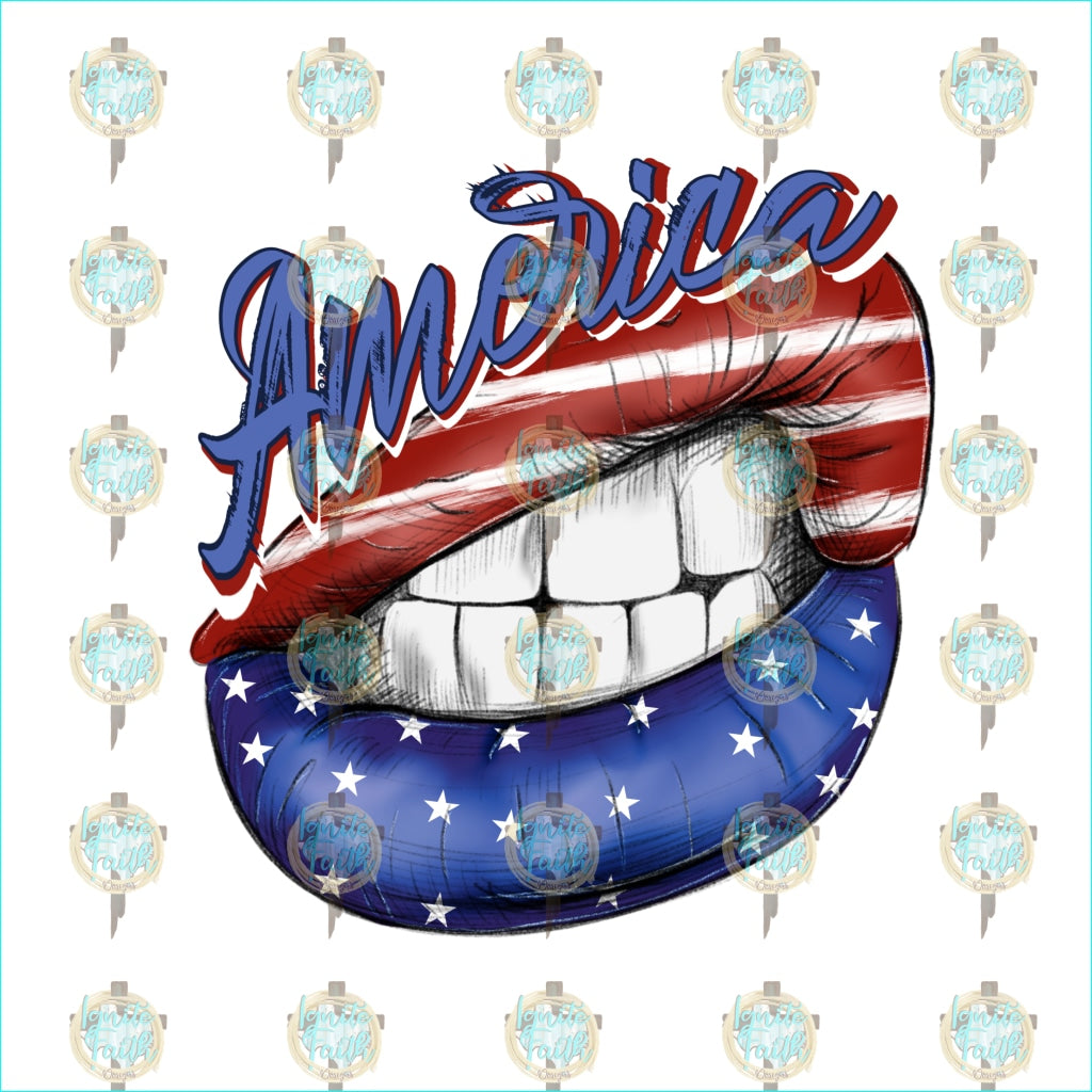 America Lips Sublimation Transfer