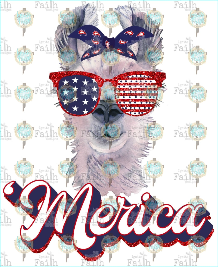 American Llama Infant-5 / Merica (Red Hue) Sublimation Transfer