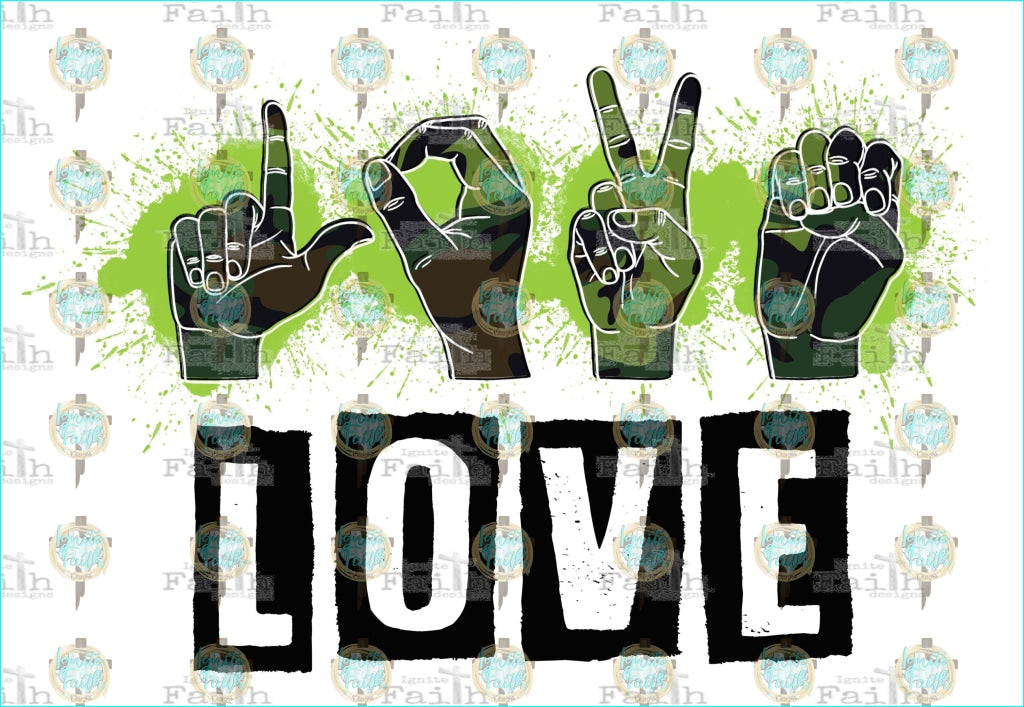 Asl Love (W/ Words) Infant-5 / Camo Sublimation Transfer