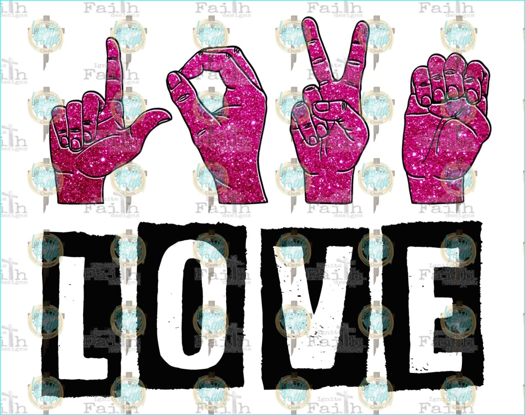 Asl Love (W/ Words) Infant-5 / Pink Sublimation Transfer