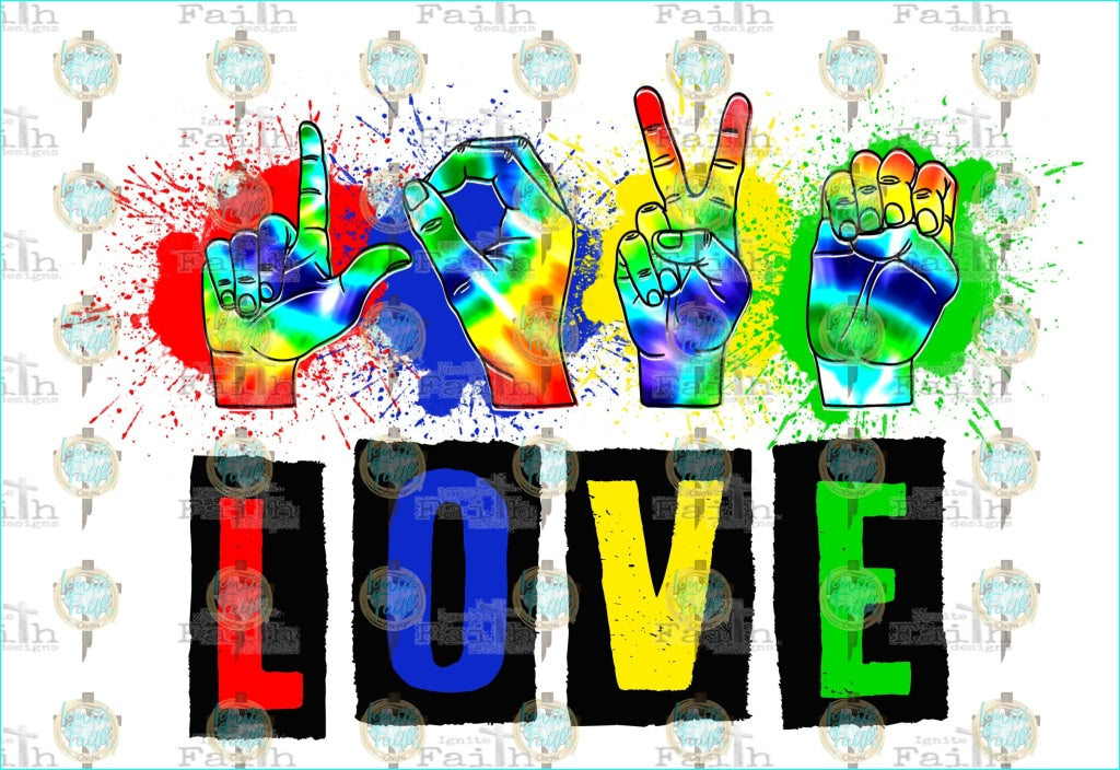 Asl Love (W/ Words) Infant-5 / Tye-Dye Sublimation Transfer