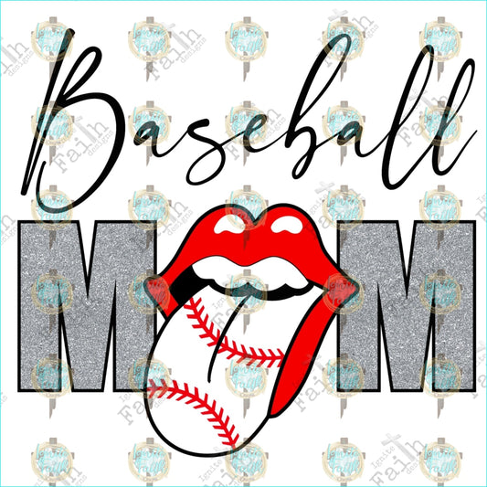 Baseball Mom Tongue Glitter Sublimation Transfer