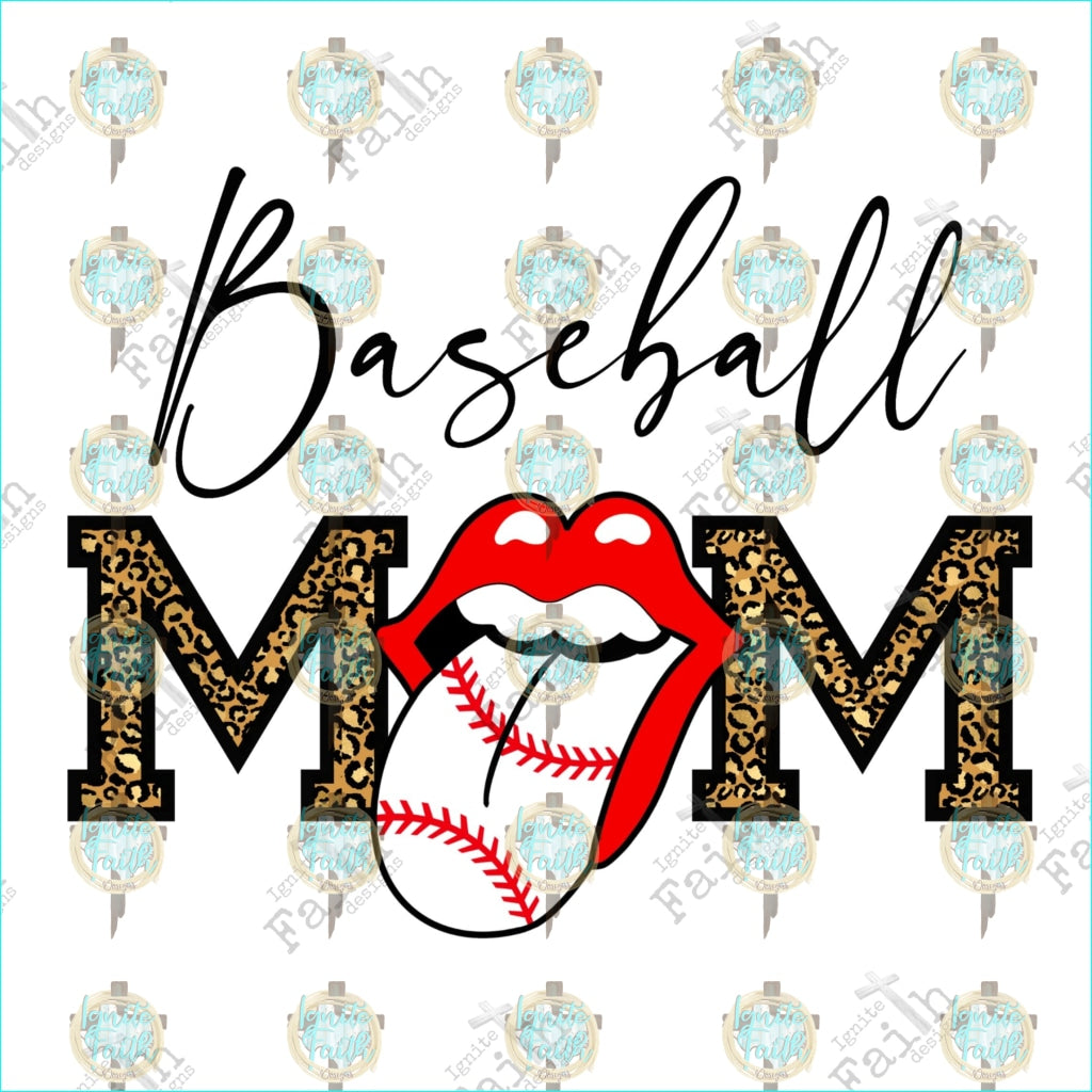 Baseball Mom Tongue Leopard Sublimation Transfer