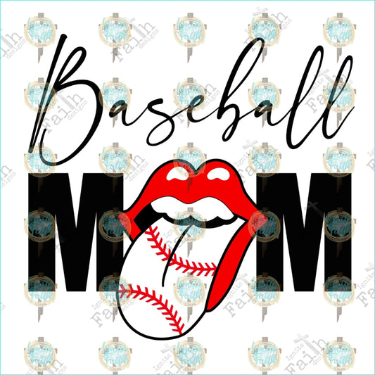 Basesball Mom Tongue Black Sublimation Transfer