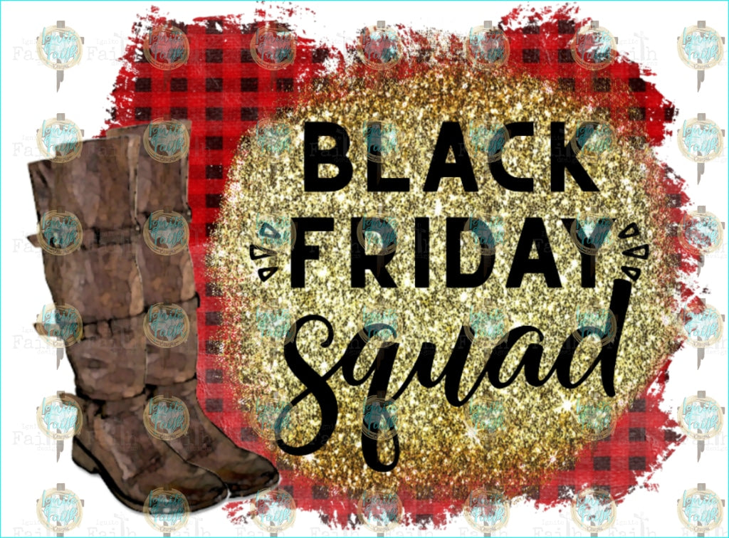 Black Friday Squad Boots Plaid Sublimation Transfer