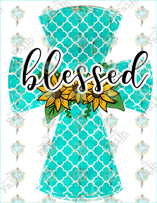 Blessed Floral Cross Sublimation Transfer