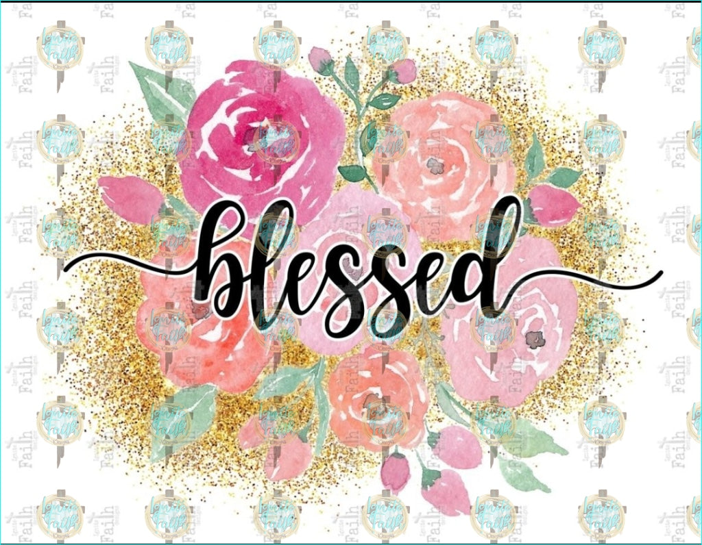 Blessed Floral Glitter Sublimation Transfer