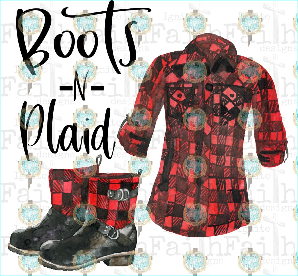 Boots N Plaid Sublimation Transfer