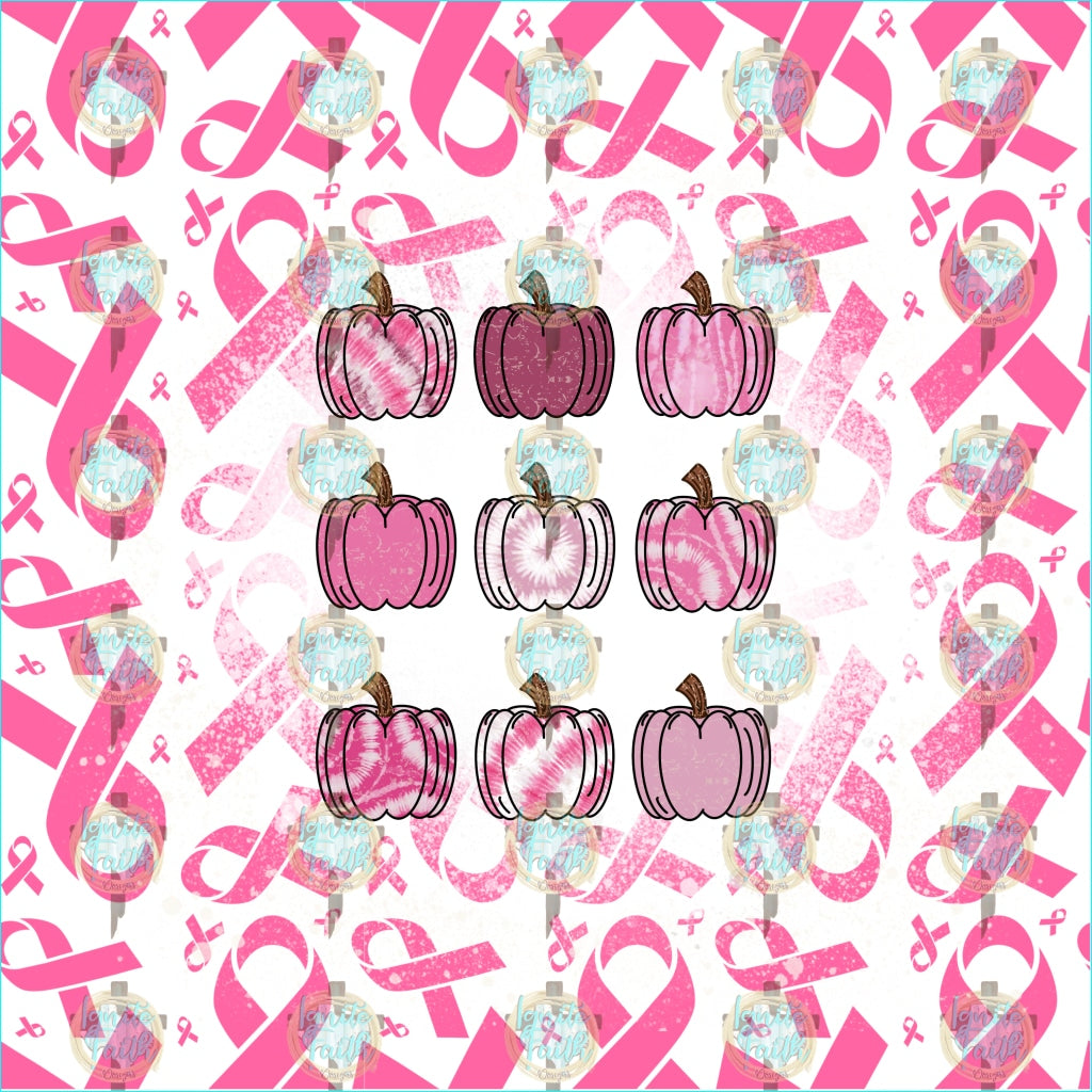 Breast Cancer Awareness Pumpkin And Ribbons Sublimation Transfer