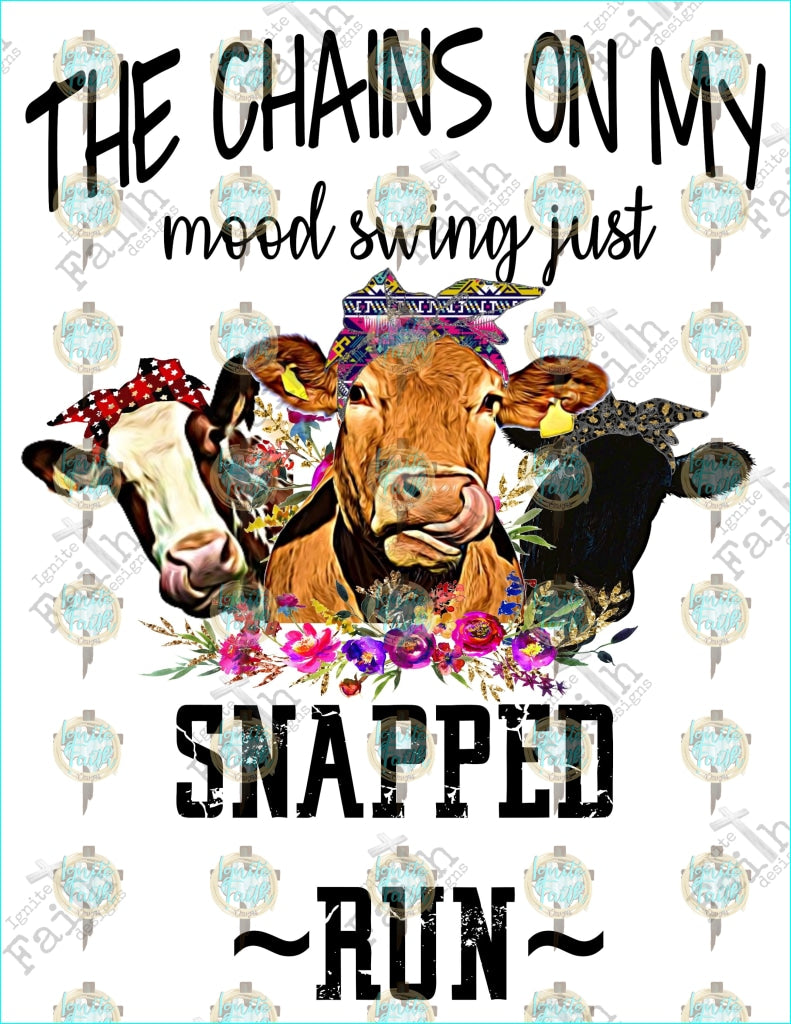 Chains On Mood Swing Cows Sublimation Transfer