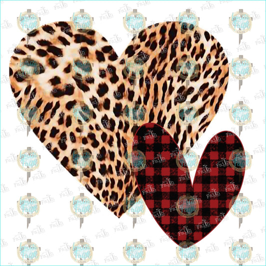 Cheetah Heart Red Plaid Sublimation Transfer