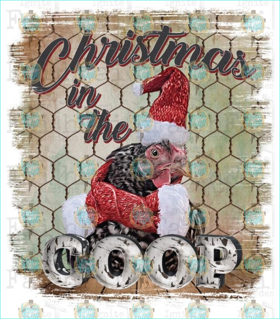 Christmas In The Coop Sublimation Transfer