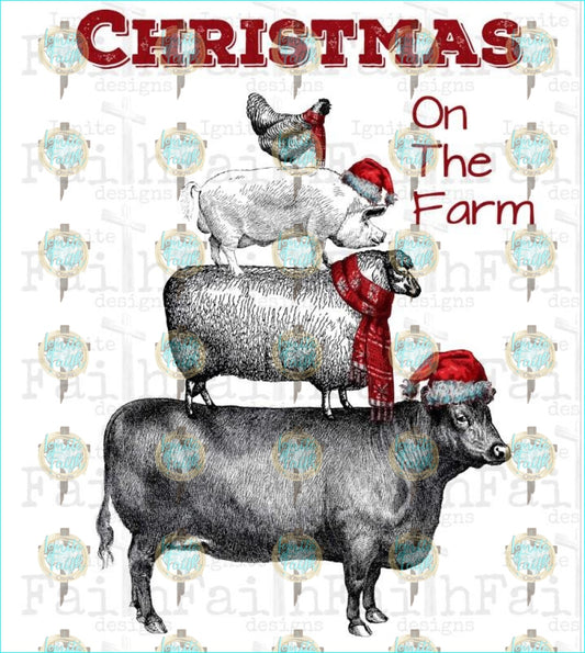 Christmas On The Farm Sublimation Transfer