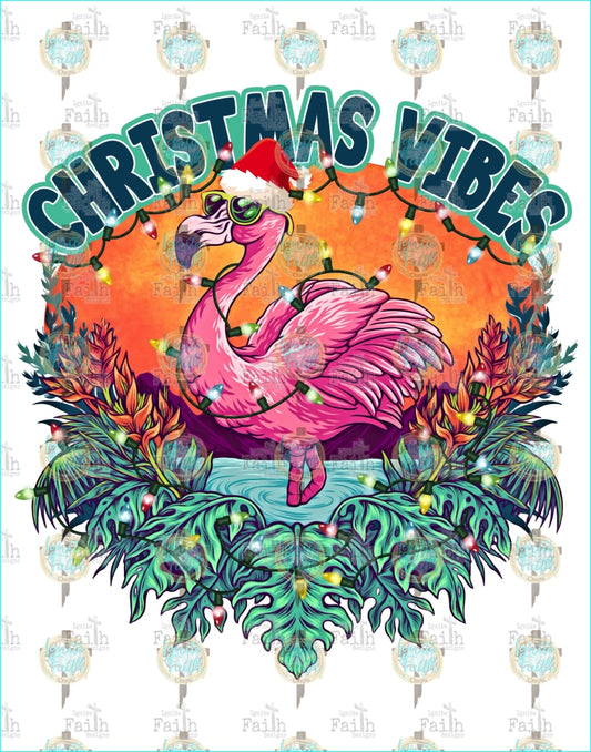 Christmas Vibes Flamingo Sublimation Transfer