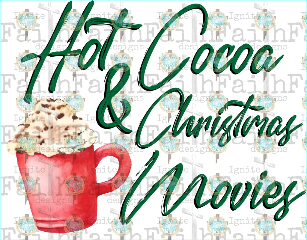 Cocoa & Christmas Movie Infant-5 / Green Script/ Red Mug Sublimation Transfer