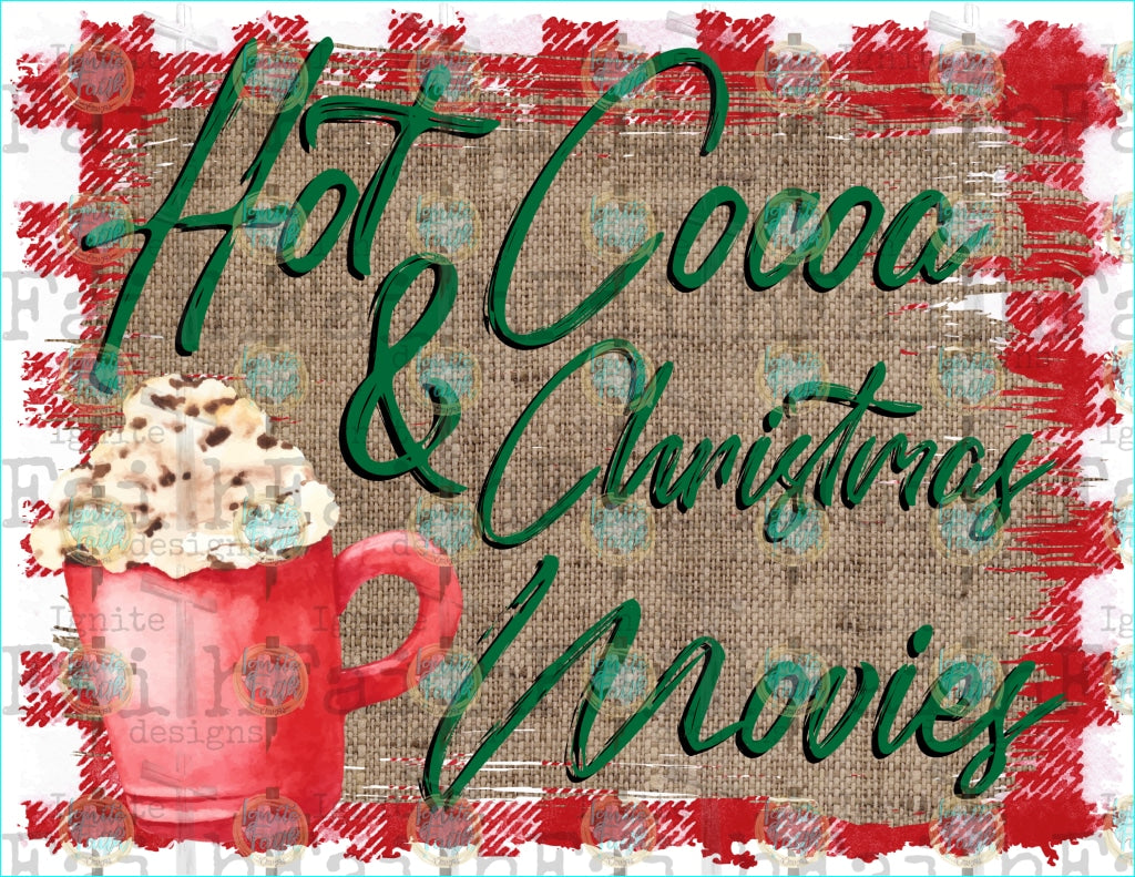 Cocoa & Christmas Movie Infant-5 / Green Script/rm/ Burlap Sublimation Transfer