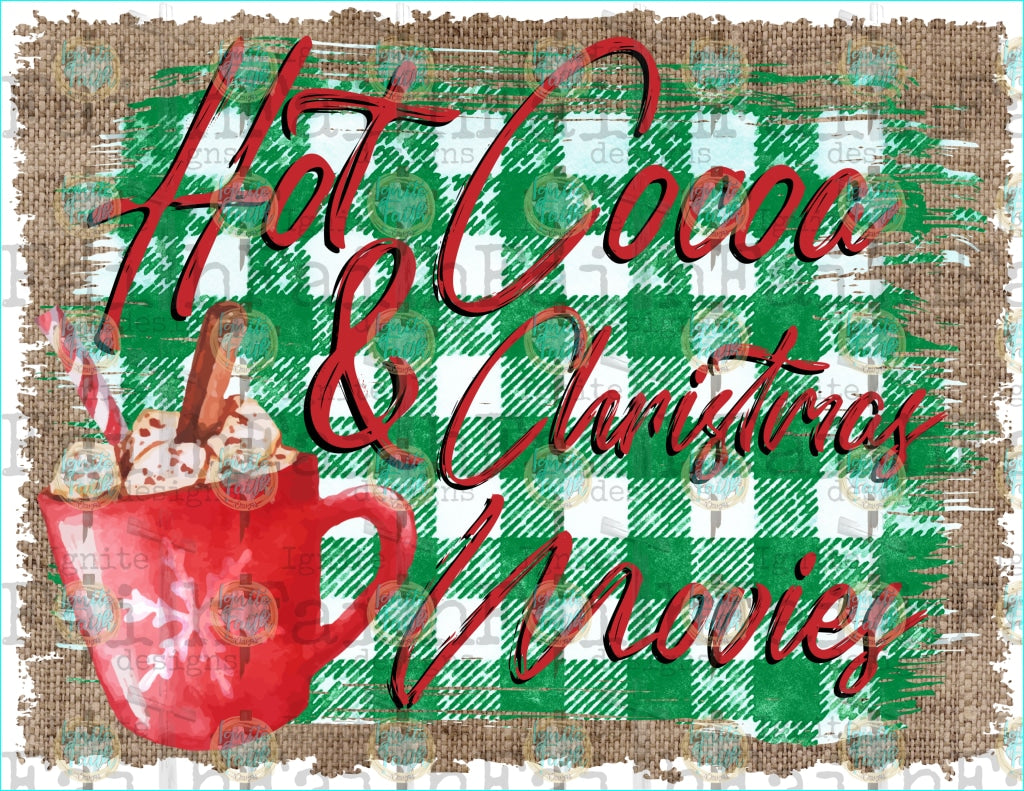 Cocoa & Christmas Movie Infant-5 / Red Script/rm/ Green Plaid Sublimation Transfer