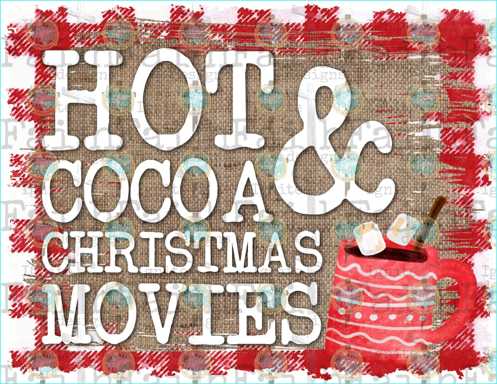 Cocoa & Christmas Movie Infant-5 / White Script/rm/burlap Sublimation Transfer