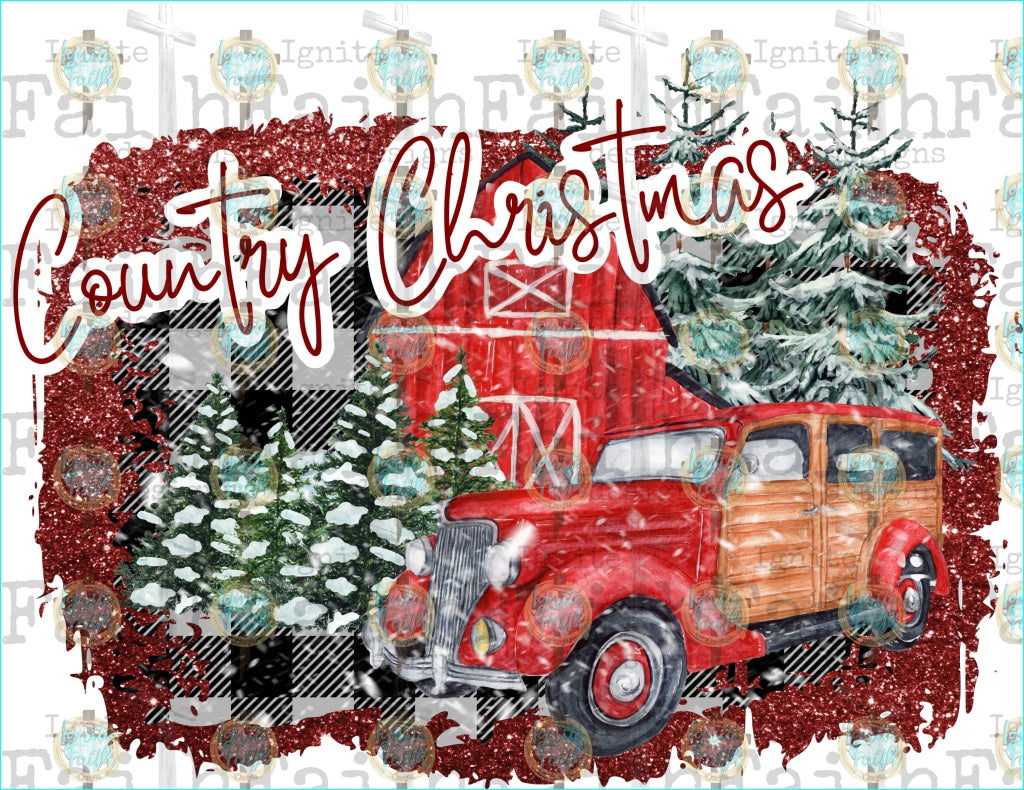 Country Christmas Sublimation Transfer