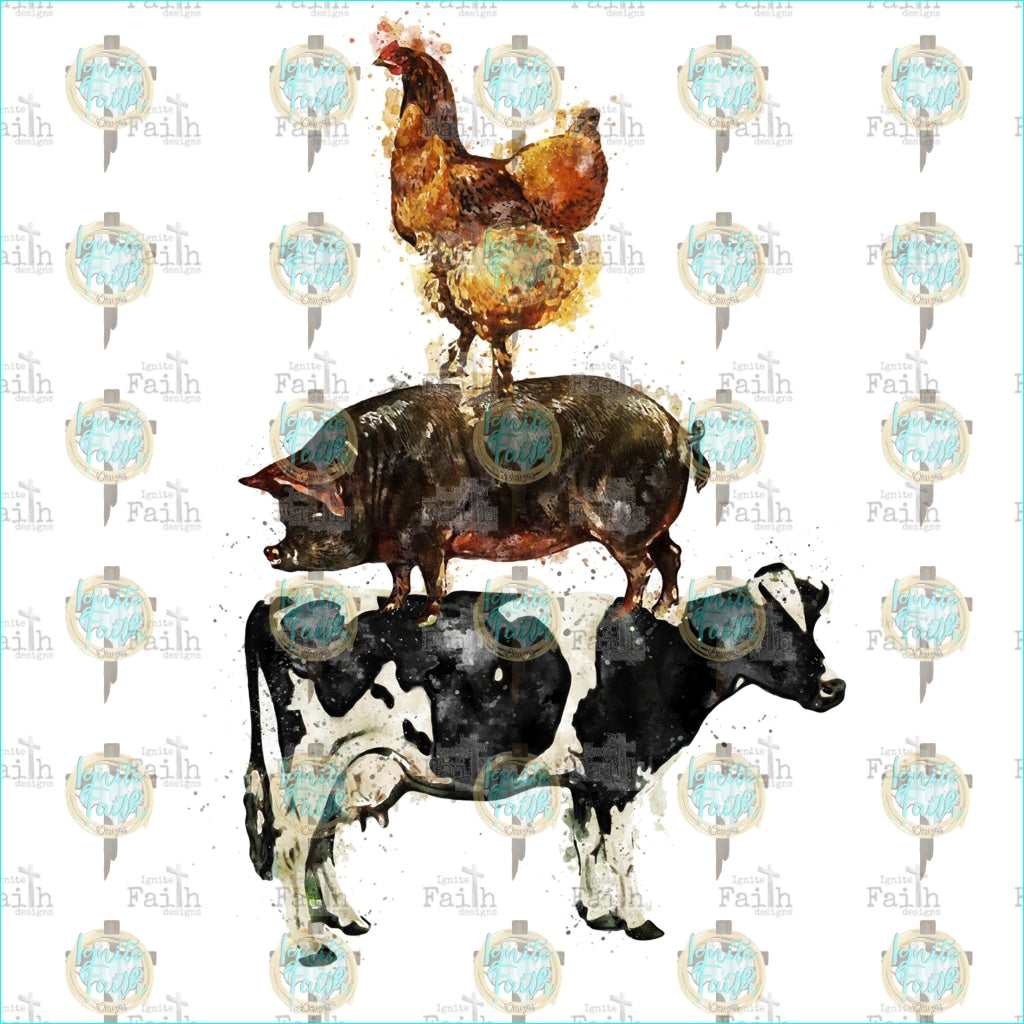 Cow Pig Chicken Sublimation Transfer