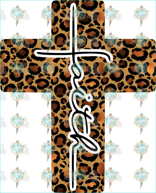 Faith Leopard Cross Sublimation Transfer