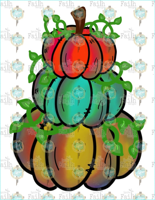 Stacked Pumpkin Sublimation Transfer