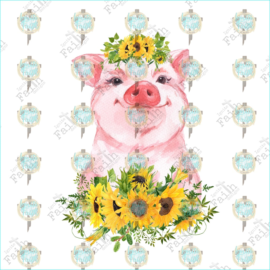 Sunflower Pig Sublimation Transfer