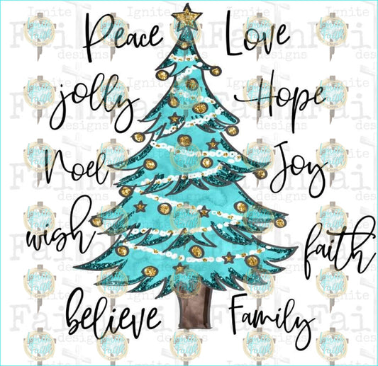 Teal Christmas Tree Sublimation Transfer