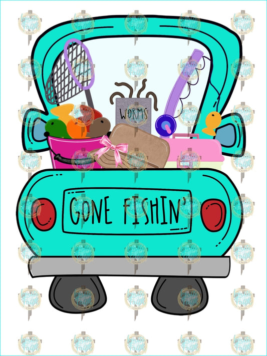 Teal Fishing Truck Sublimation Transfer