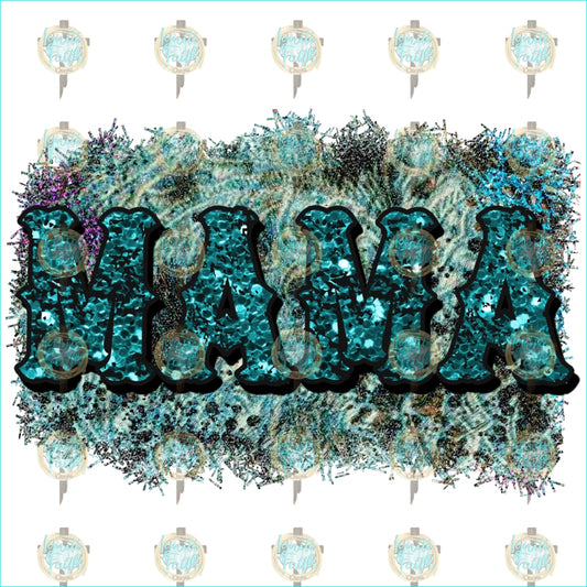 Teal Glitter Mama Sublimation Transfer