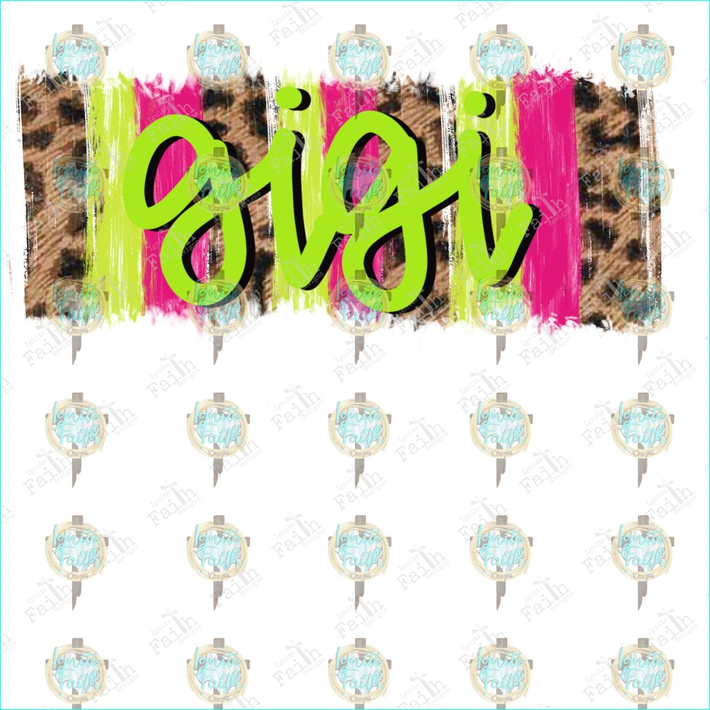 Teal Pink Leopard Gigi Sublimation Transfer