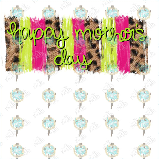 Teal Pink Leopard Happy Mothers Day Sublimation Transfer