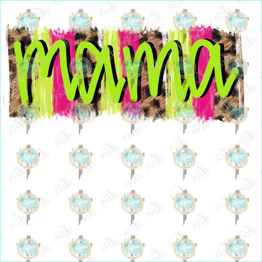 Teal Pink Leopard Mama Sublimation Transfer