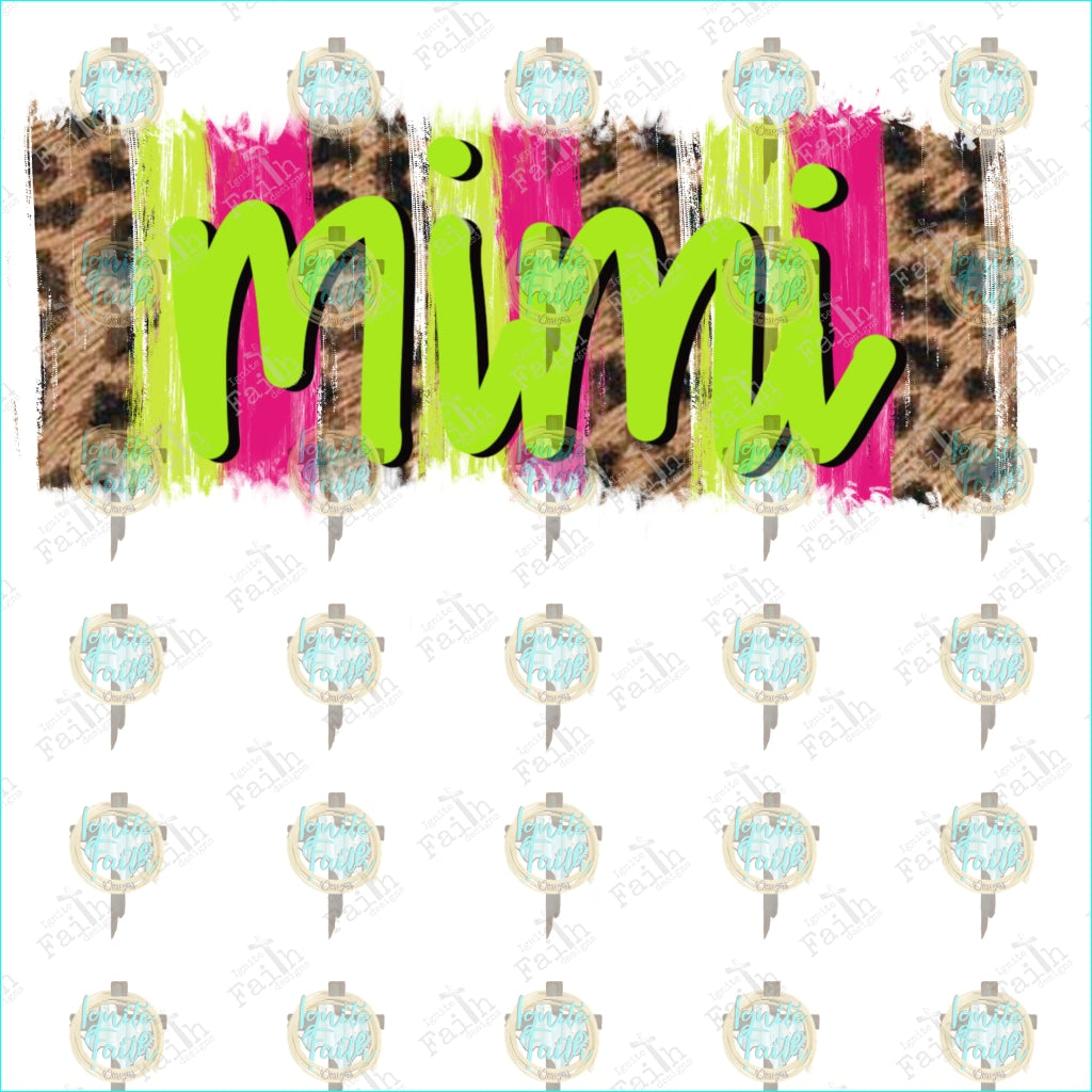 Teal Pink Leopard Mimi Sublimation Transfer