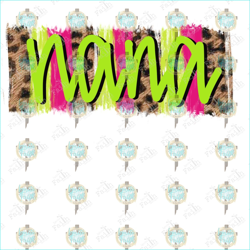 Teal Pink Leopard Nana Sublimation Transfer