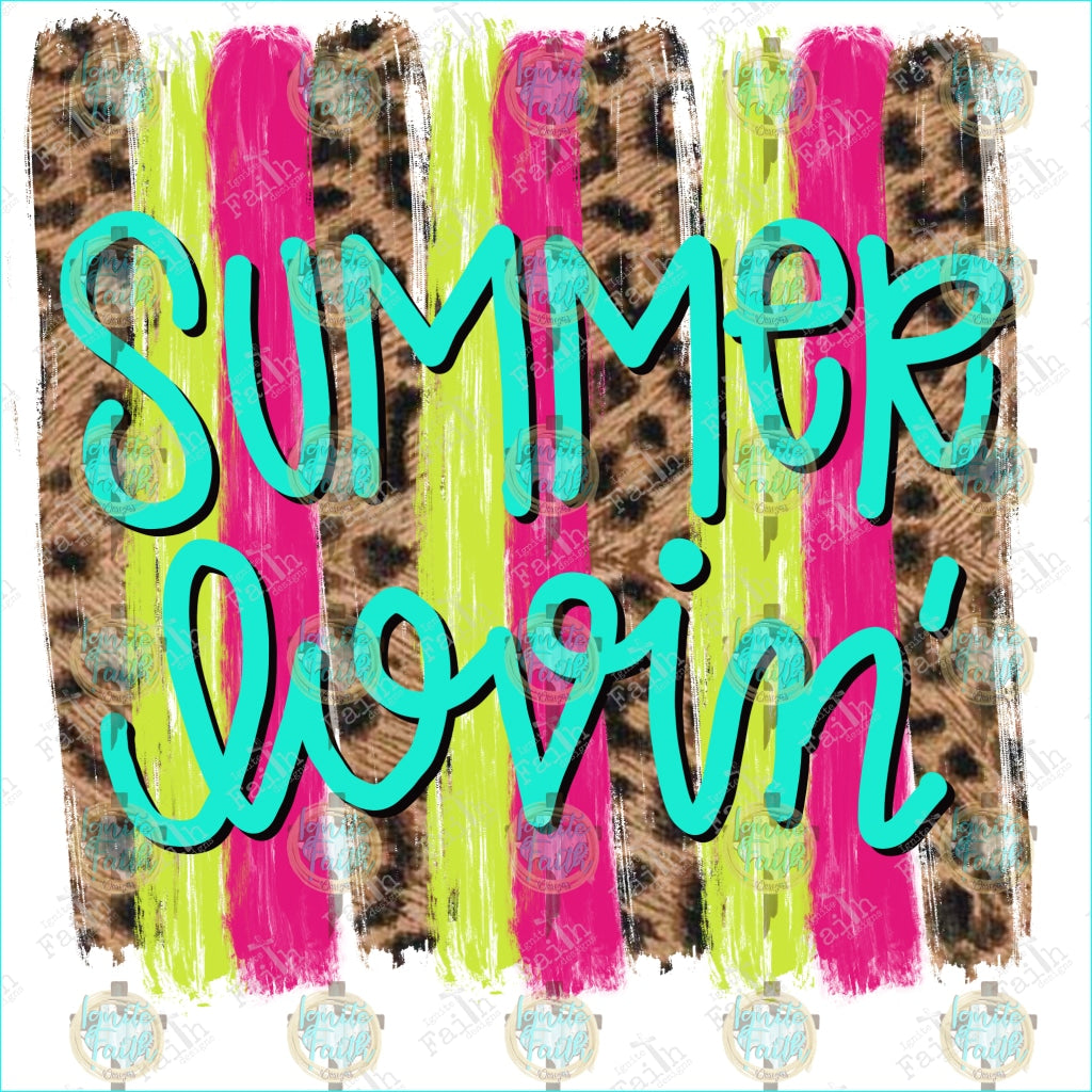 Teal Pink Leopard Summer Lovin Sublimation Transfer