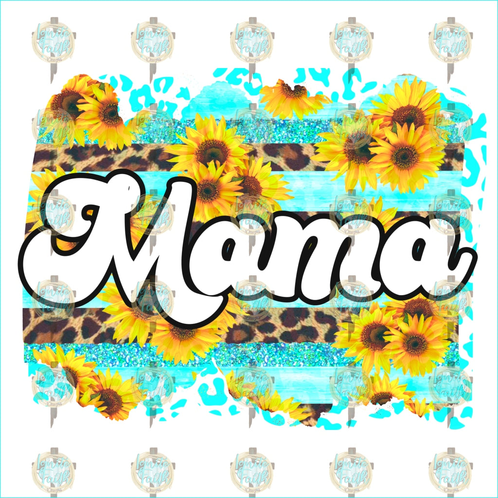 Teal Sunflower Mama Sublimation Transfer