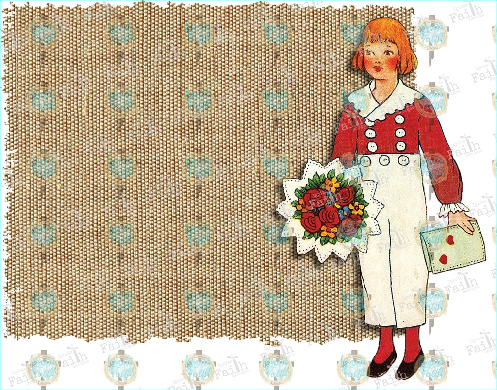 Valentine Girl Burlap Sublimation Transfer