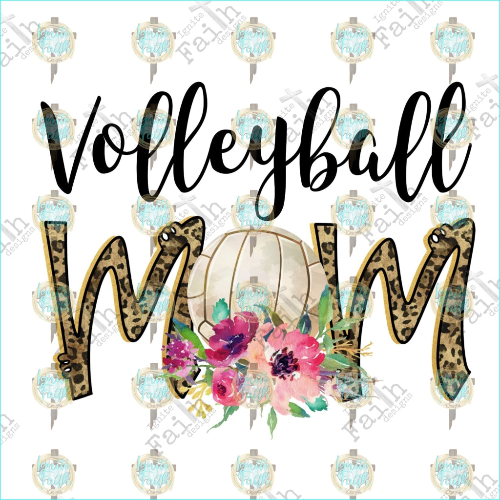 Volleyball Mom Leopard Sublimation Transfer