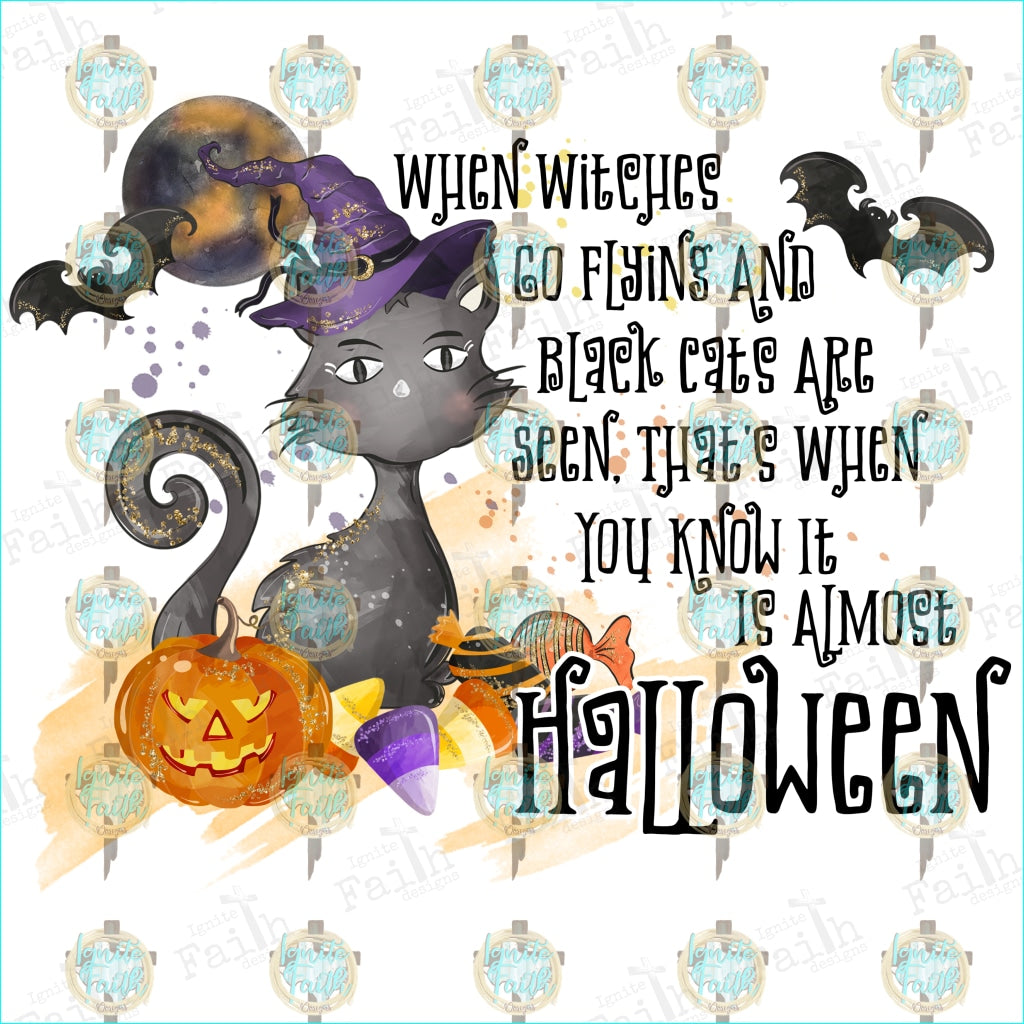 Witch Cat Halloween Sublimation Transfer