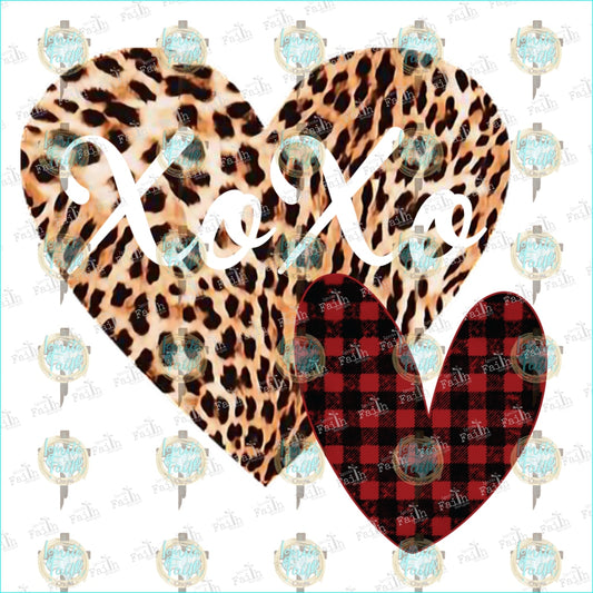 Xoxo Cheetah Heart Red Plaid Sublimation Transfer