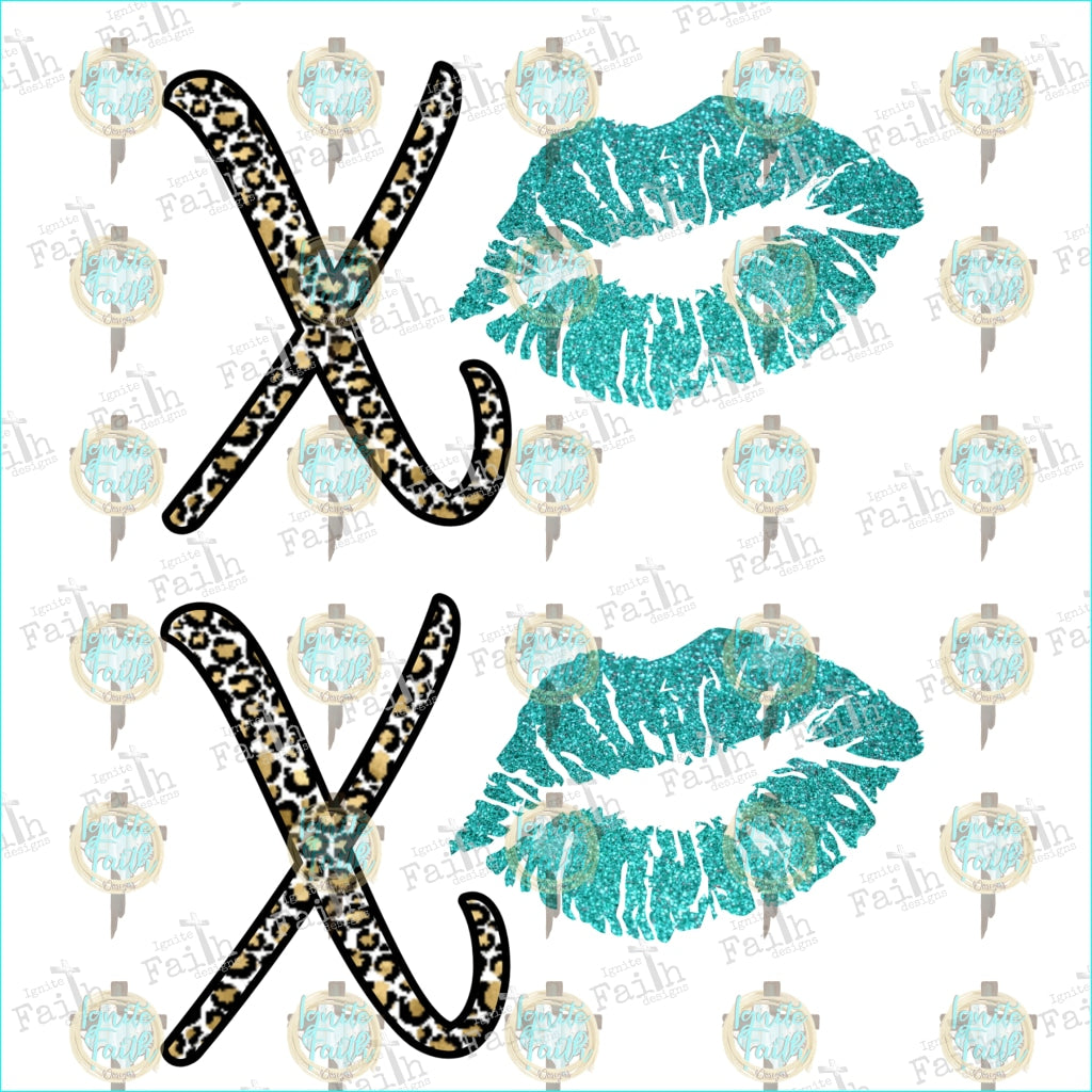 Xoxo Lips Teal Sublimation Transfer