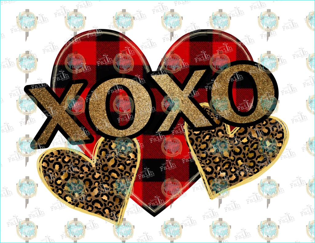 Xoxo Plaid And Gold Sublimation Transfer